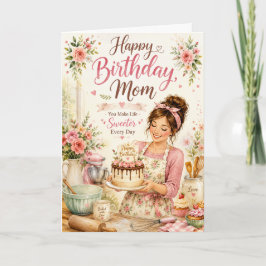 Cartão de Aniversário de Confeitaria Doce para a M