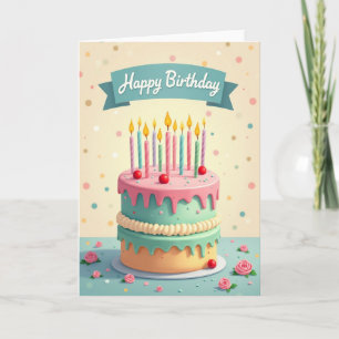 Cartão de Aniversário de Confeitaria Pastel