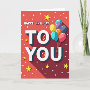 Cartão de Aniversário de Confetes Vermelhos Alegre