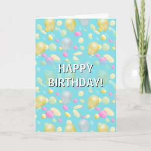 Cartão de Aniversário de Confetti e Balões Colorid