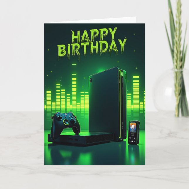 Cartão de Aniversário de Console Vibrante (Frente)