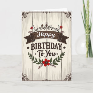 Cartão de Aniversário de Coroa Floral Doce