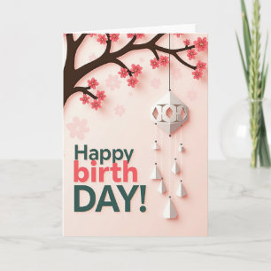 Cartão de Aniversário de Corte de Papel Floral