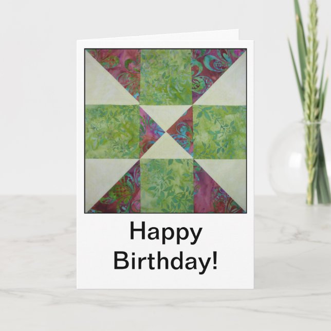 Cartão de Aniversário de Cotações do Quilt Block (Frente)
