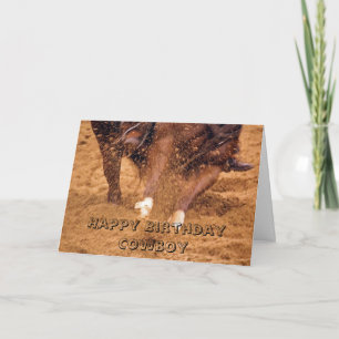 Cartão de Aniversário de Cowboy e Cavalo