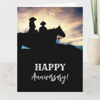 Cartão de aniversário de cowboys, cowgirls e caval