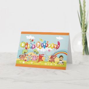 Cartão de aniversário de criança colorido