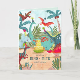 Cartão de aniversário de crianças dinossauro