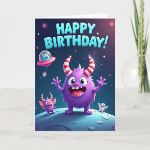 Cartão de Aniversário de Criatura Espacial Caprich