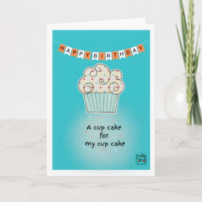 Cartão de Aniversário de Cupcake (Frente)