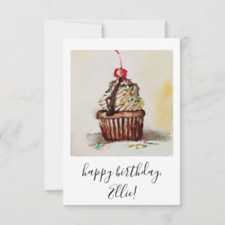 cartão de aniversário de cupcake