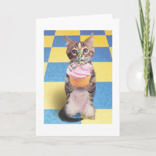 cartão de aniversário de cupcake cat