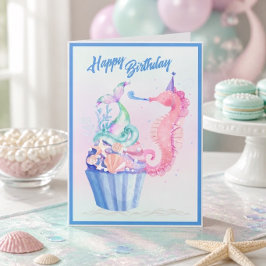 Cartão de Aniversário de Cupcake de Cauda de Serei