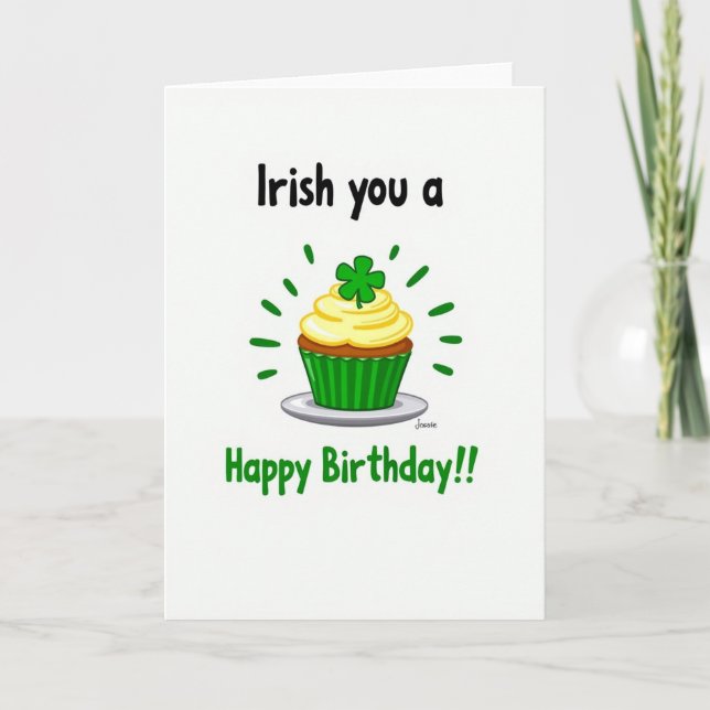 Cartão de Aniversário de Cupcake Irlandês (Frente)