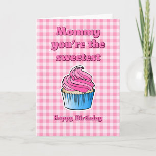 Cartão de aniversário de Cupcake rosa doce
