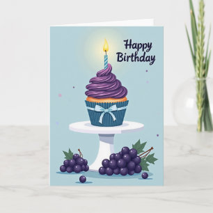 Cartão de Aniversário de Cupcake Roxo
