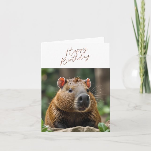 Cartão de Aniversário de Cute Capybara (Frente)
