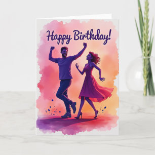 Cartão de Aniversário de Dança Alegre