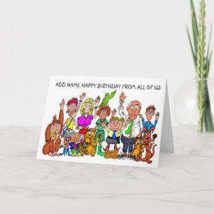 Cartão de aniversário de desenho animado engraçado