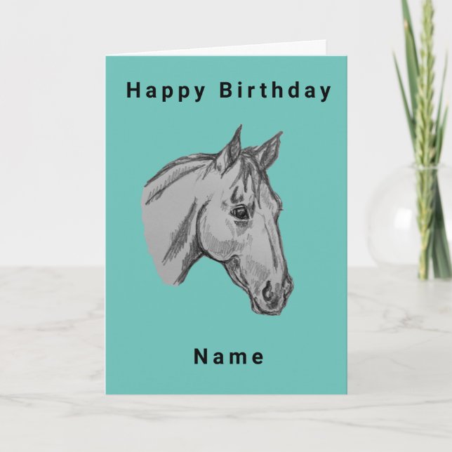 Cartão de Aniversário de Desenho de Cavalo (Frente)