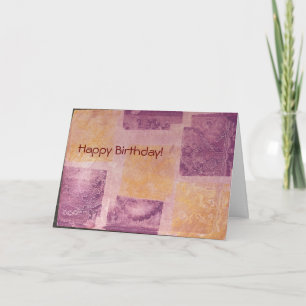 Cartão de Aniversário de Design de Púrpura e Doura