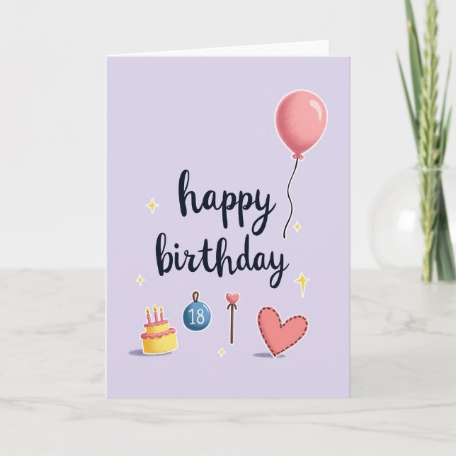 Cartão de Aniversário de Dezoito Doce (Frente)