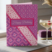 Cartão De Aniversário De Diamante Com Flores Roxas