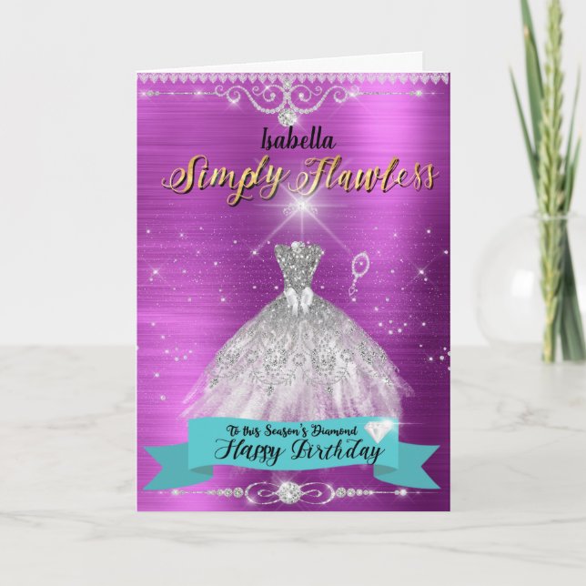 Cartão de Aniversário de Diamante Sem Fios (Frente)