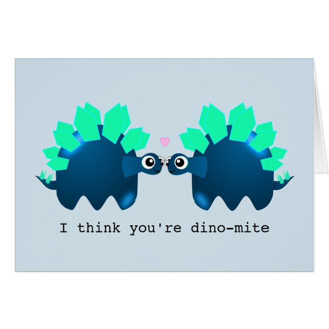 Cartão de aniversário de dinossauro 'dino-mite' (Frente Horizontal)