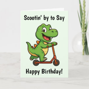 Cartão de Aniversário de Dinossauro Verde