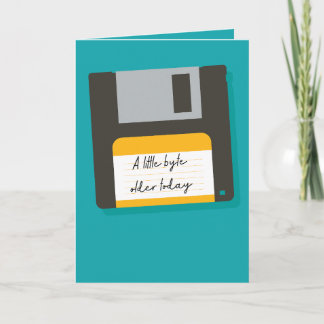 Cartão de aniversário de disquete antigo de Byte