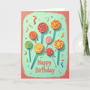 Cartão de Aniversário de Doces em Espiral