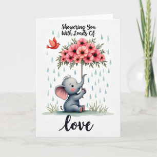 Cartão de Aniversário de Elefante Caprichoso