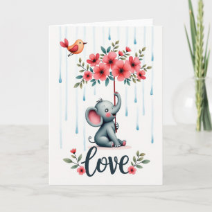 Cartão de Aniversário de Elefante com Arte Doce