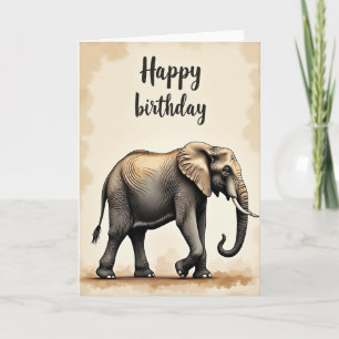 Cartão de Aniversário de Elefante com Presas
