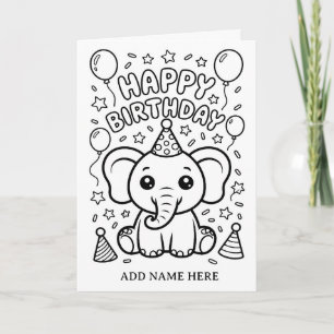 cartão de aniversário de elefante dobrado para col