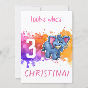 Cartão de Aniversário de Elefante Fofo Roxo