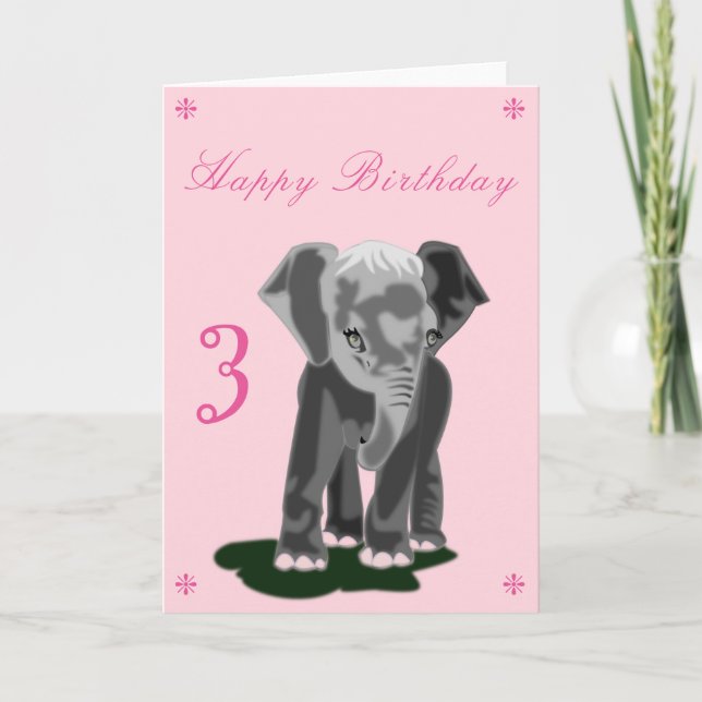 Cartão de Aniversário de Elefante para Bebês Bonit (Frente)