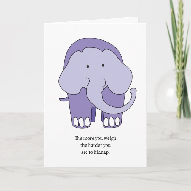Cartão de Aniversário de Elefante Roxo (Frente)