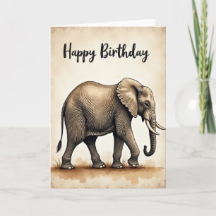Cartão de Aniversário de Elefante Sábio