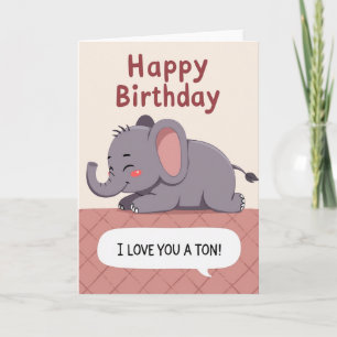 Cartão de Aniversário de Elefante Tímido