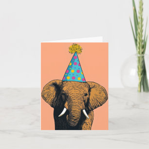 Cartão de aniversário de elefante Whimsical - Cele