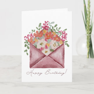 Cartão de aniversário de envelope Floral Moderno E