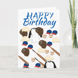cartão de aniversário de equipamento de beisebol