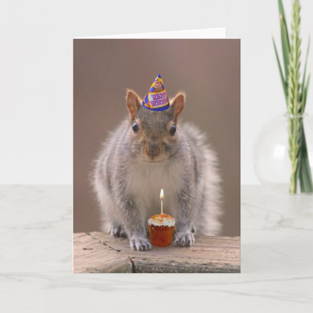 Cartão de aniversário de esquilo (Frente)