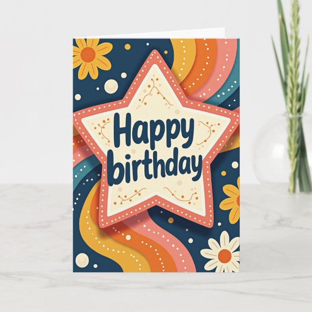 Cartão de Aniversário de Estrela Texturizada (Frente)