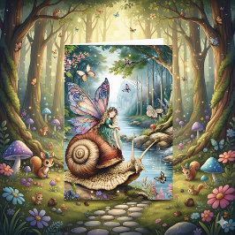 Cartão de Aniversário de Fada bonito com Página de