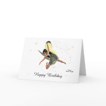 Cartão de Aniversário de Fada Menina com Asas Amar