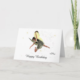 Cartão de Aniversário de Fada Menina com Asas Amar