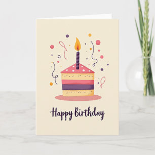 Cartão de Aniversário de Fatia de Bolo Caprichoso